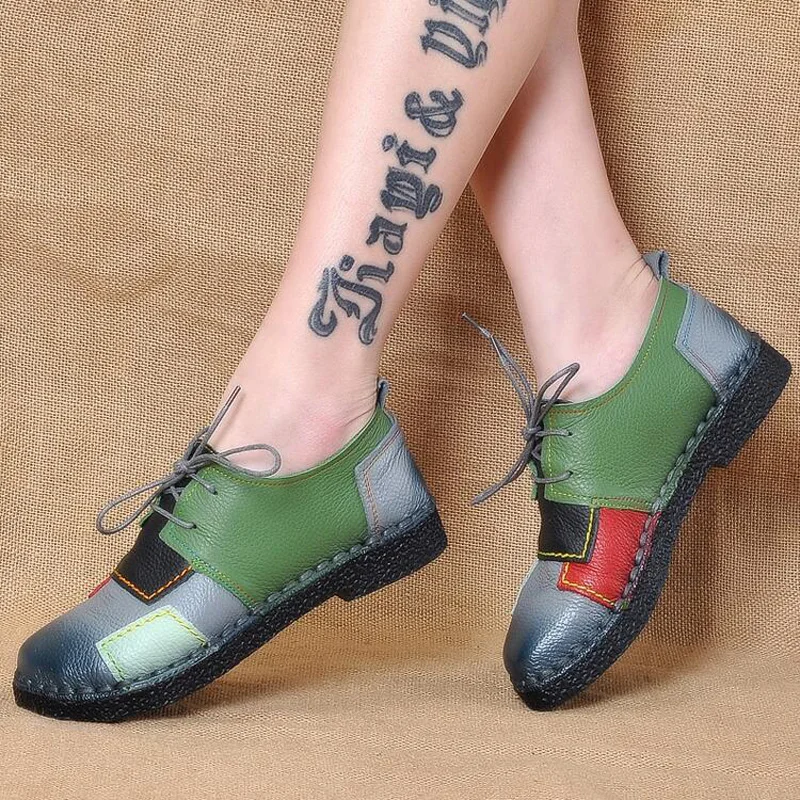 2018 New Fashion Women Shoes Genuine Leather Loafers Women Mixed Colors Casual shoes Handmade Soft Comfortable Shoes Women Flats (12)