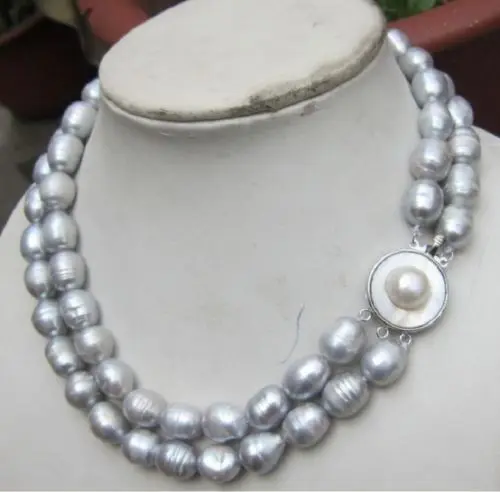 

huij 001541 beautiful 11-13mm natural tahitan baroque gray pearl necklace