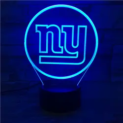 Нью-Йорк гиганты ночника спальня USB RGB сенсорный сенсор для детей подарок новинка светодиод логотипа команды ночник американский футбол