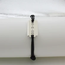 925 пробы Серебряный регулируемый браслет бритвенный браслет с черным/красным/синим/зеленым/желтым Канатом