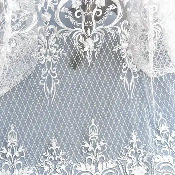 

DIY High-quality white lattice Embroidery lace fabric Dress fabric Wedding cloth garment accessories 1order=0.5meter