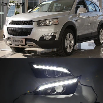 

2PCS For Chevrolet Captiva 2011 2012 2013 turn Signal Relay Car-styling 12V LED DRL Daytime Running Lights with fog lamp hole
