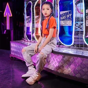 

New Kids Jazz Dance Costume Girls Hip Hop Practice Clothes Children Street Dance Performance Costume Catwalk Show Wear DQL1647