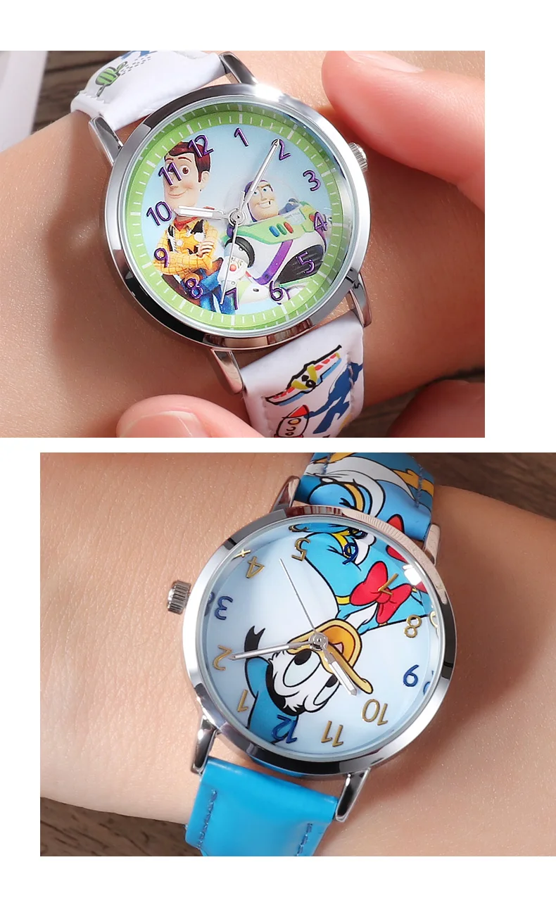 Детские модные часы с изображением героев мультфильма «Дисней», детские часы с изображением Дональда Дака и Базза Лайтера для мальчиков