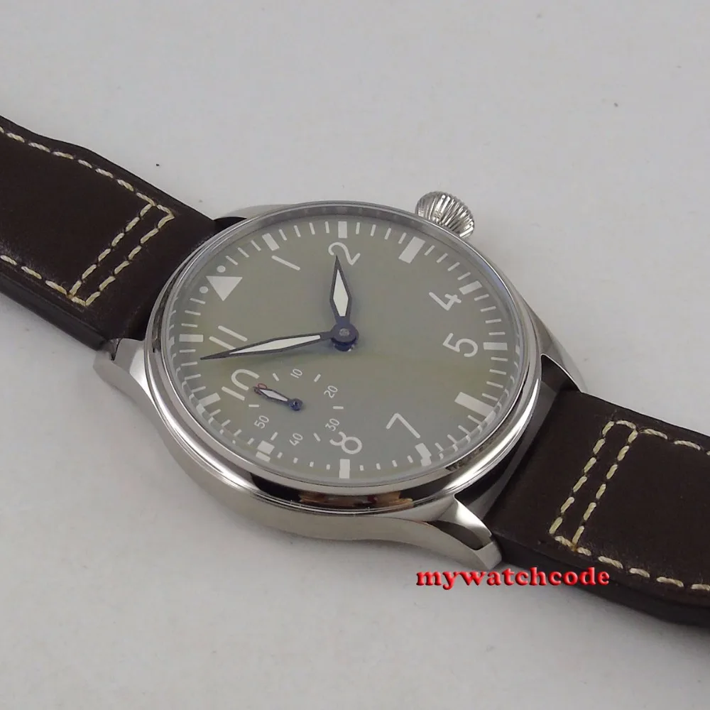 Мужские часы с серым циферблатом orologio PARNIS 44 мм механические повседневные кожаные