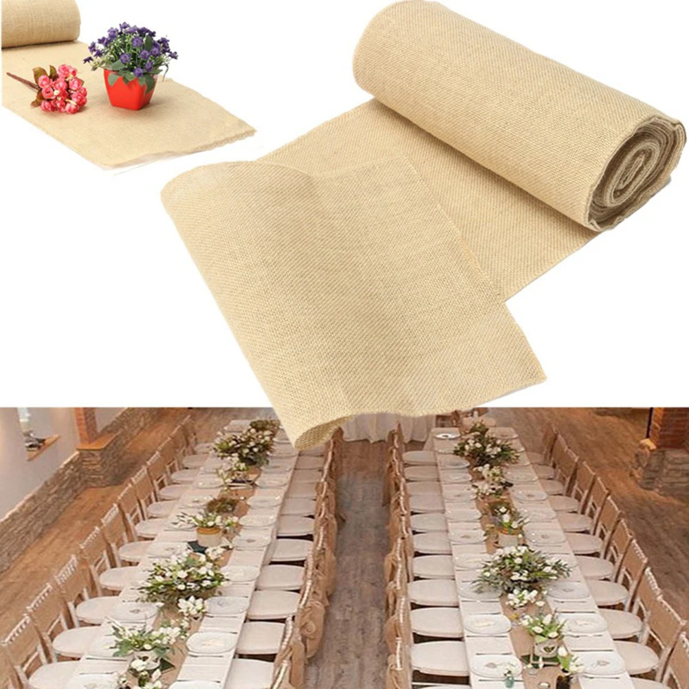 

Hessian Burlap Craft Ribbon Vintage Wedding Home Decor DIY 30x275cm Lace Table Runner Party Event Supplies