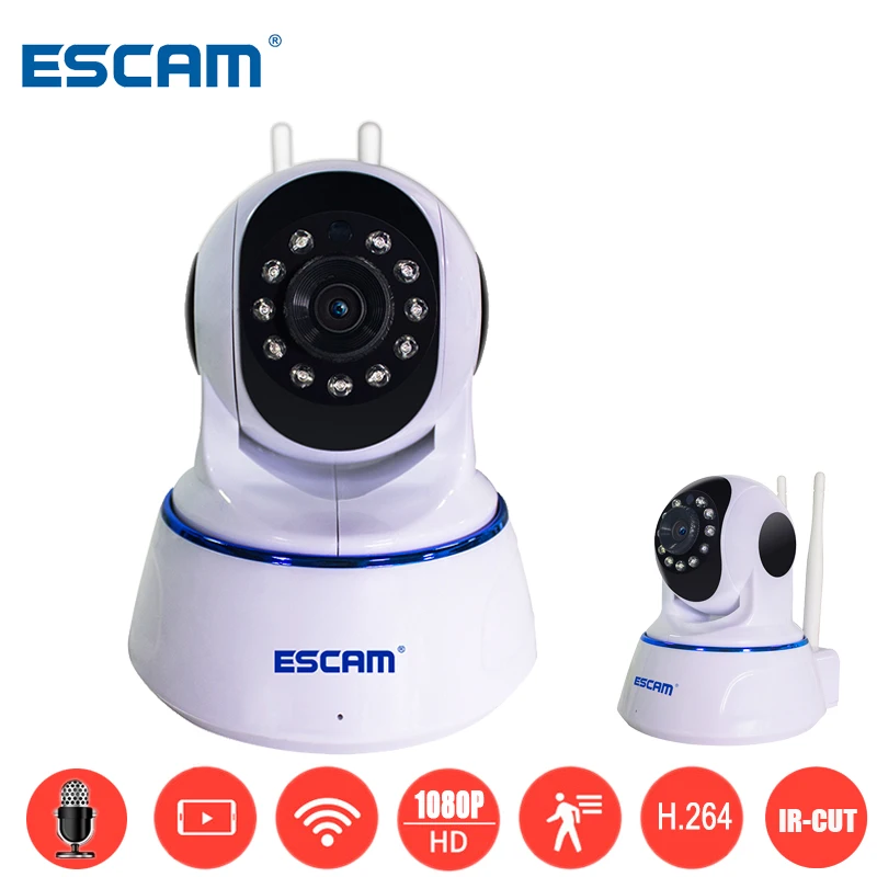 

ESCAM QF003 1080P 2MP Dual Antenna Pan/Tilt ONVIF WiFi Indoor IP IR Surveillance Cameras CCTV Day Night Video Monitor Mini Cam