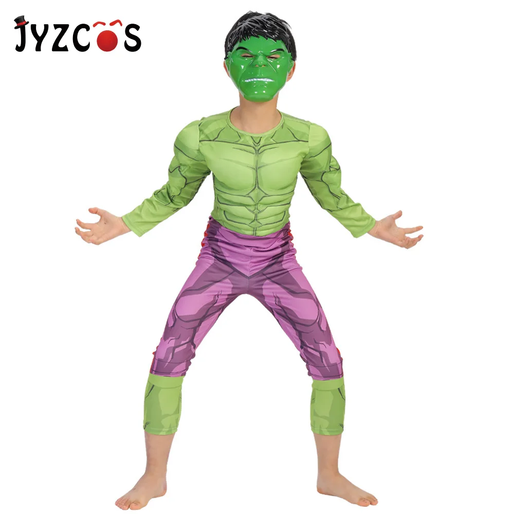 

JYZCOS Avengers Muscle Hulk Costumes with Mask Halloween Costumes for Kids Boys Purim Carnival Party Superhero Cosplay Costume