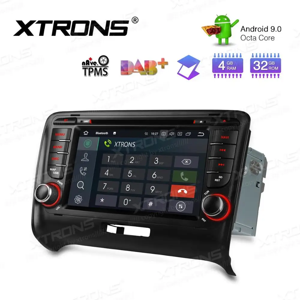 Excellent XTRONS 2 Din 7" Android 9.0 Octa Core GPS Navigation Radio Car DVD Player for Audi TT MK2 8J 2006 2007 2008 2009 2010 2011 2012 1