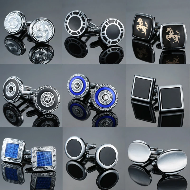 

Free shipping, 18 high-end men's shirts cufflinks silver laser metal cufflinks French shirts jewelry brand cufflinks