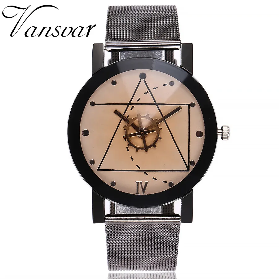 casual quartz stainless steel band marble strap watch analog wrist watch