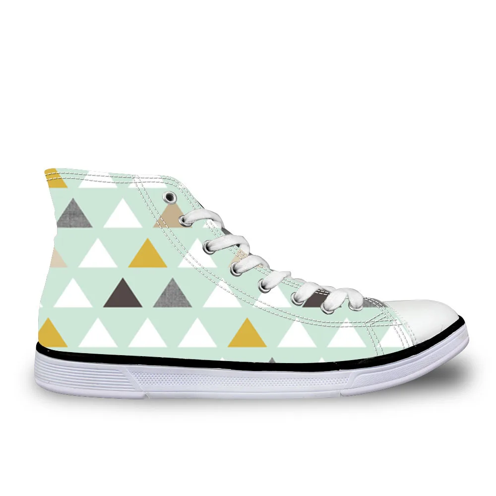 

Customized Mod Mint Triangles Women Vulcanize Shoes Spring Girls Female Casual High top Canvas Shoes Walking Shoes Espadrilles