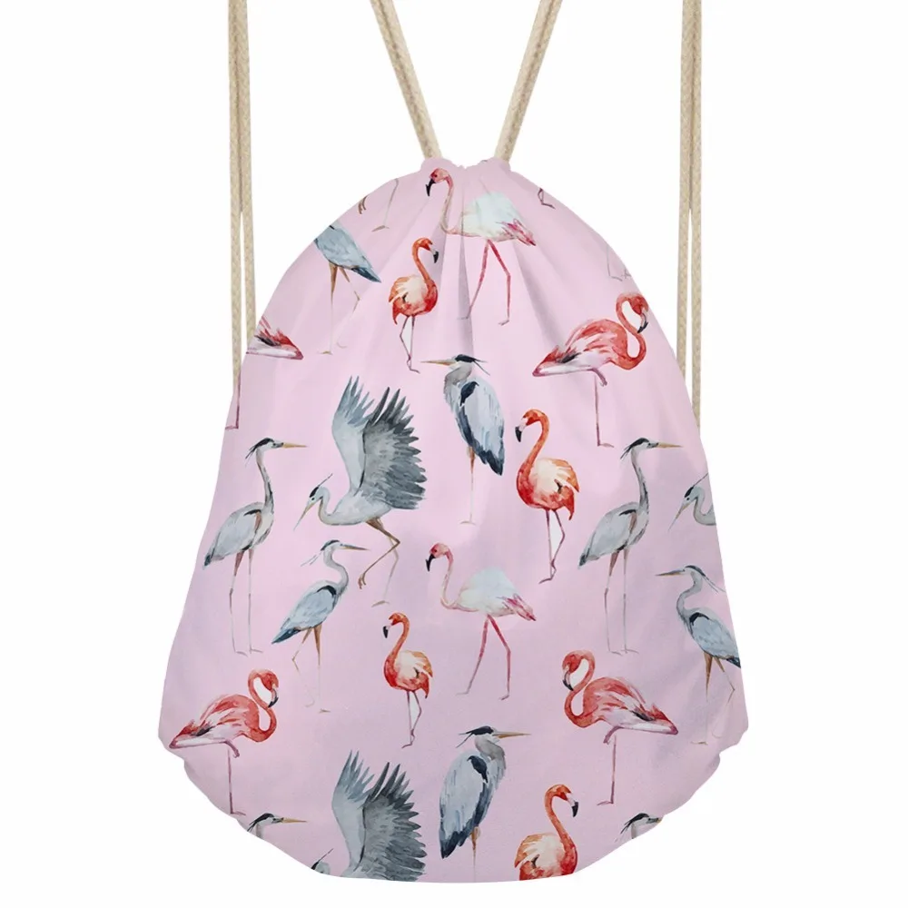 

Noisy Designs Fresh Style Cinch Sack Back Pack Girls School Kawaii Bagpack Pink Flamingo 3D Printed Drawstring Bag Beach Bags