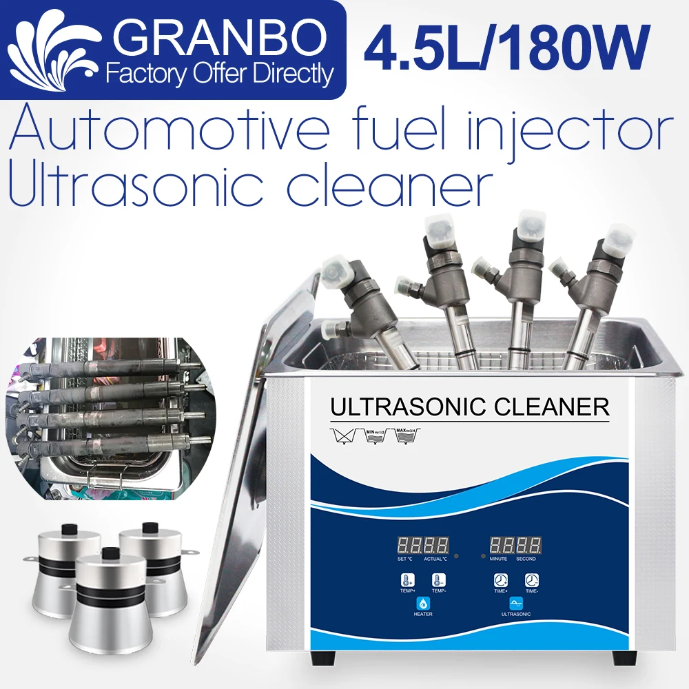 

Car Injector Ultrasonic Cleaner Bath 4.5L 180W 40khz for Car Parts Fuel Nozzle Metal Airbrushes Sprayer Oil Injector Washer