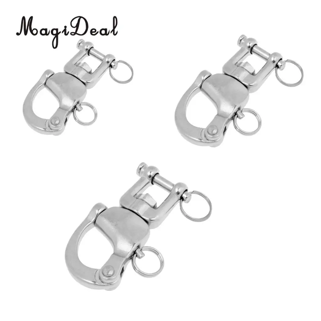 MagiDeal Snap Swivel 304 Stainless Steel Heavy Duty Snap Shackle D Ring Shackle Kayak Marine Boat Hardware 3 Size for Canoe Boat