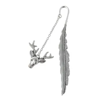 

Glow In The Dark Luminous Book Marker Creative Feather Deer Head Bookmark Label School Office Stationery