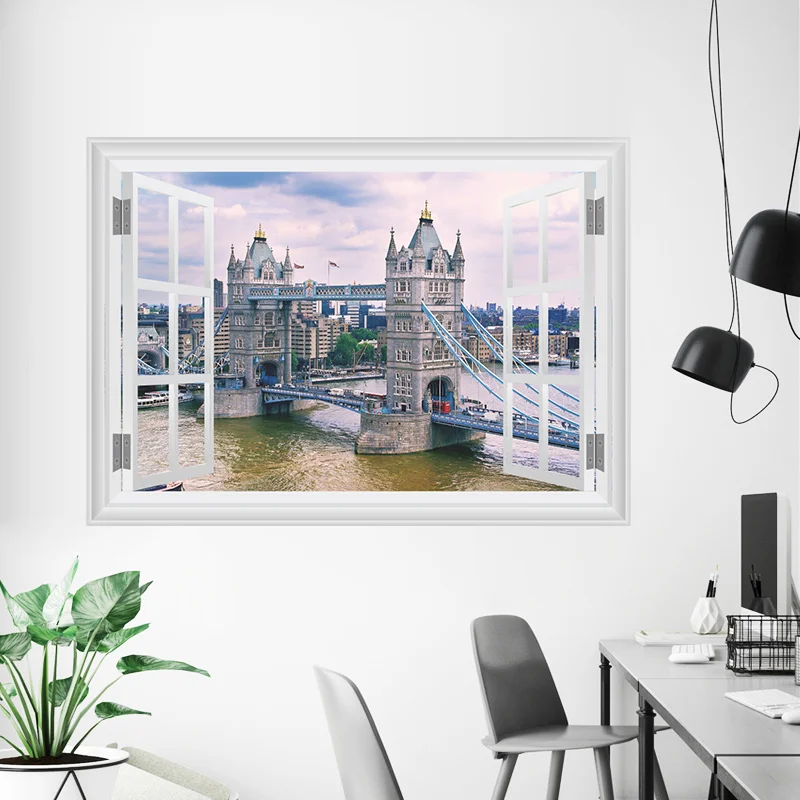 Goedkoop 3D bridge Muurstickers Afneembare Art Decor Decoratieve Schilderen Leveringen Muur Behandelingen Stickers voor Woonkamer
