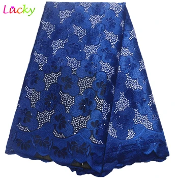 

white and blue nigerian lace fabric embroidered african lace fabric 2019 high quality lace latest african tissu for garment
