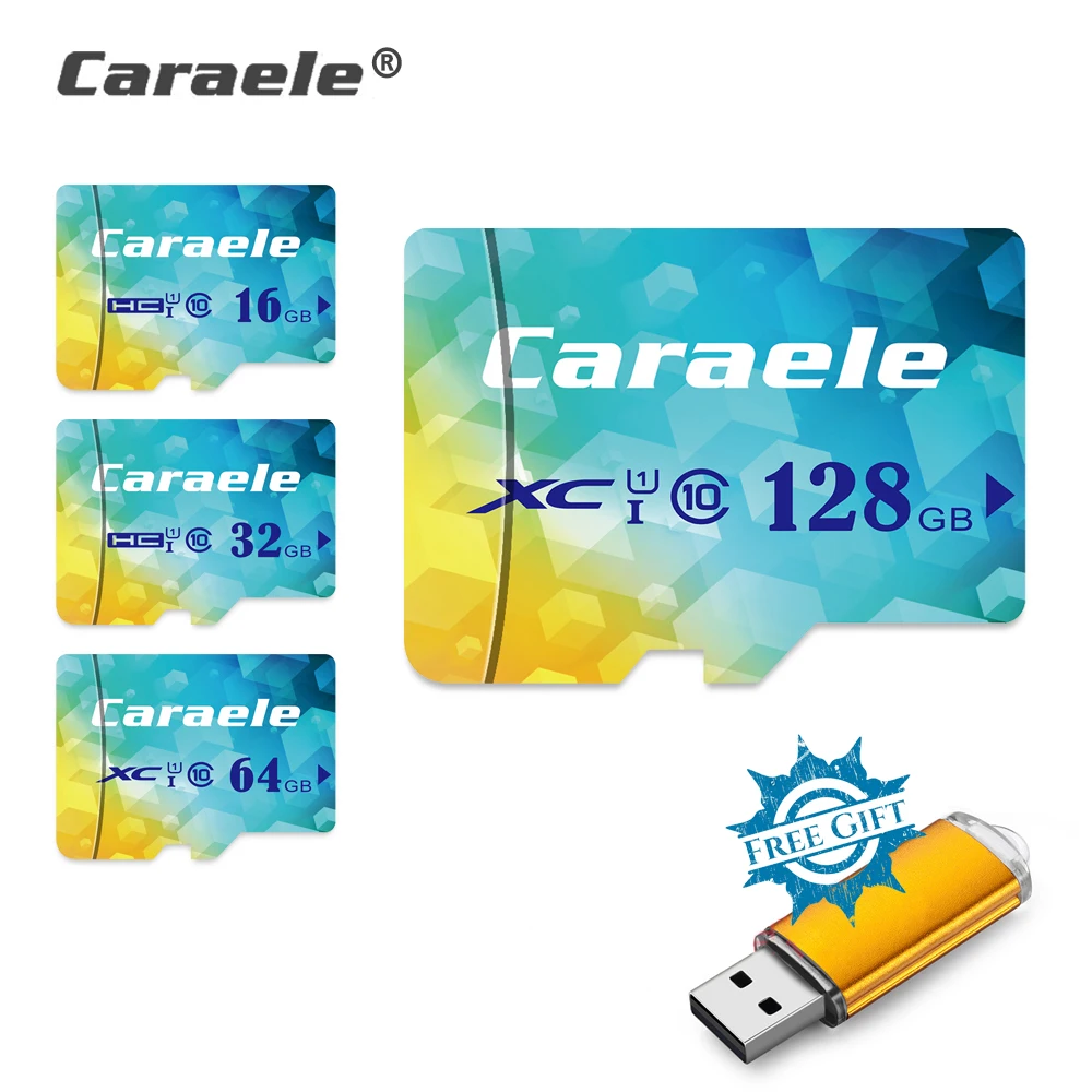 Caraele Micro SD 128GB Card TF Flash Memory Card sdxc 64GB 32GB 16GB 8GB High Speed Class10 for Tablets Samsung Phone Camera