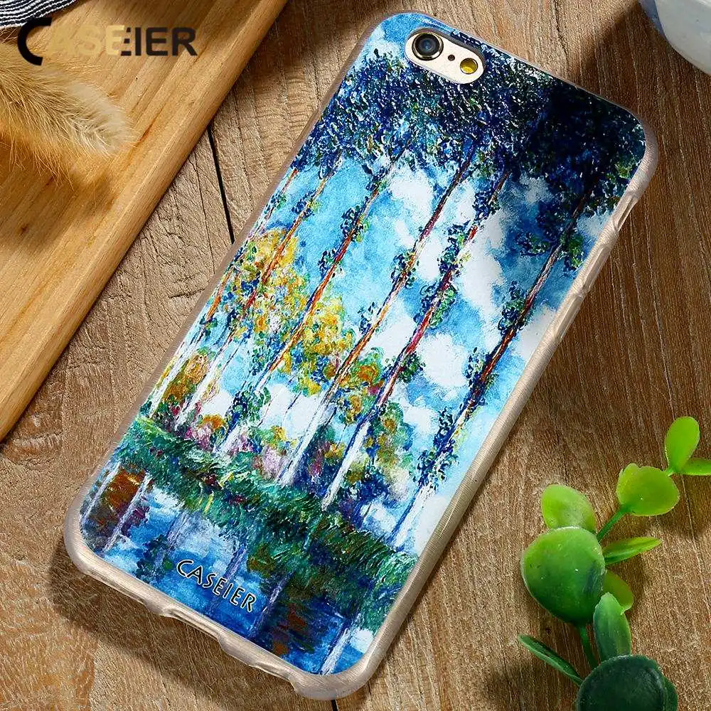 

CASEIER Monet Painting Soft Phone Case For iPhone 7 8 Plus TPU Silicone Cases For iPhone 6 6s Plus Fundas Capinha Accessories