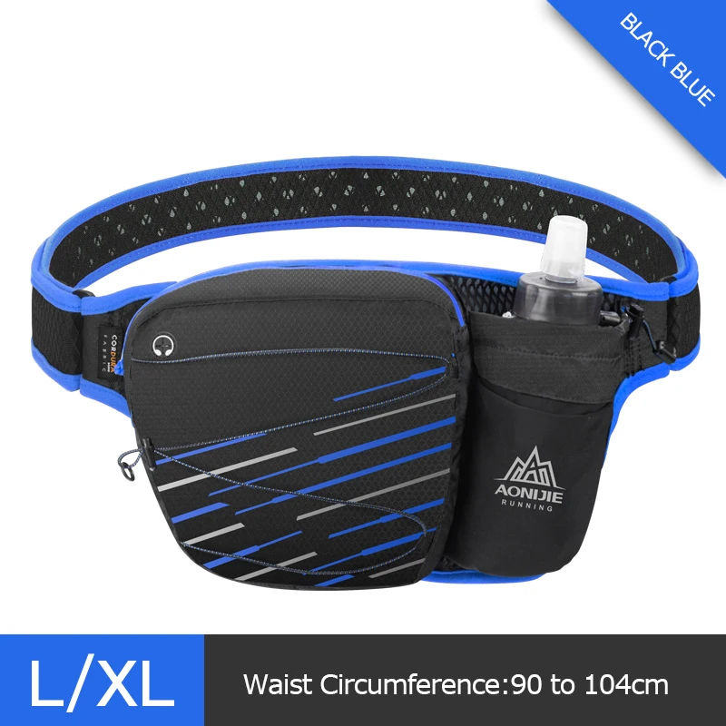 AONIJIE W949 Marathon Jogging Cycling Running Hydration Belt Waist Bag Pouch Fanny Pack Cell Phone Holder For 500ml Water Bottle - Цвет: LXL Black Blue