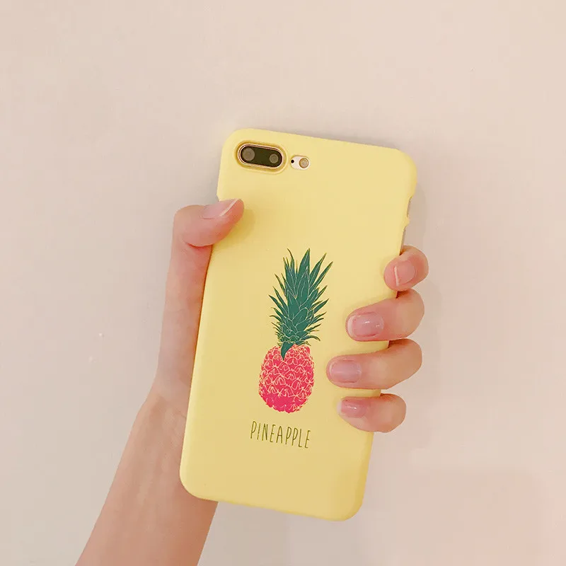 

Cute cartoon pineapple fruit phone case For iphone 7 7puls Slim Matte hard Yellow back cover For iphone 6 6puls Coque Fundas