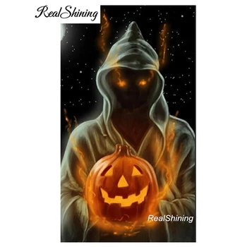 

Diamond Embroidery Man DIY Diamond Painting Halloween Decoration Home Full Square Horror Pumpkins Picture Of Rhinestone FS3301