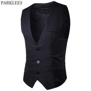 

2018 Spring New Suit Vest Men Fashion Classic Single Breasted Vest Waistcoat Wedding Business Men Waistcoats Colete Masculino