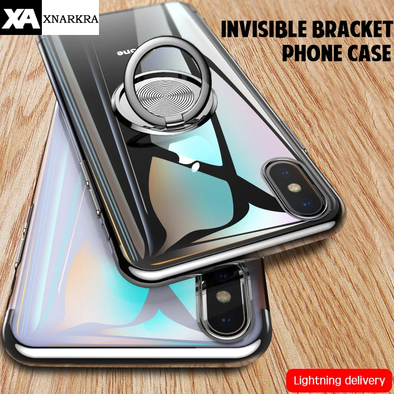 

Luxury Magnetic Ring Plating Phone Cases For iPhone 7 8 6 6S Plus Case Transparent TPU Shockproof Cover For iPhone 11 Pro XS MAX XR X