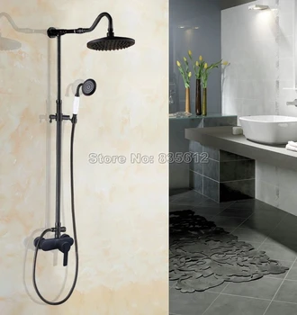 

8.2"Shower Head Rain Shower Faucet Set Black Oil Rubbed Bronze Bathroom Wall Mounted Single Handle Dual Control Mixer Tap Whg658