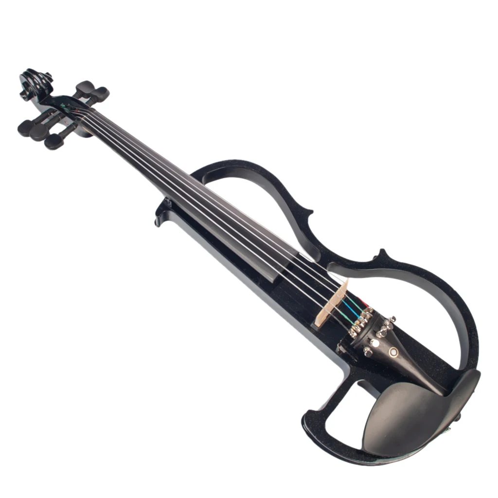 4/4 Solid Wood Black 5 String Electric Violin Kit Musical Instrument with Bow Case Rosin Headphone Cable Gift for Violin Players