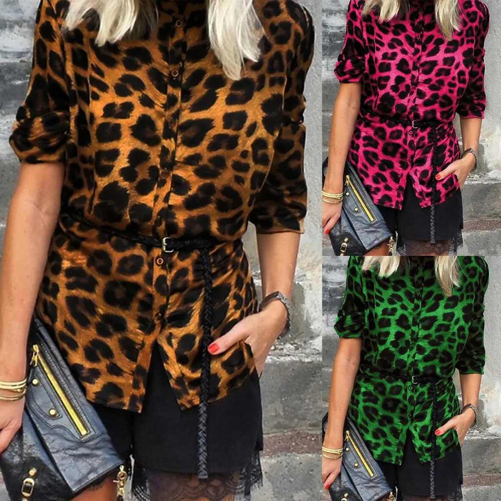

Womail Fashion Women Leopard Printed Long Sleeve Loose Female Polyester Material Soft Comfortabele T-Shirt Women 19MAR27
