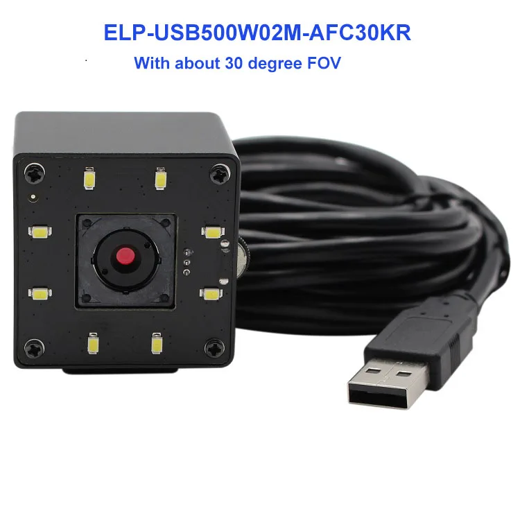 ELP 5mp ночное видение Автофокус USB веб-камера OV5640 сенсор usb камера с мини-чехол с белым светодиодный кабелем 3 м - Цвет: 500W02M-AFC30KR