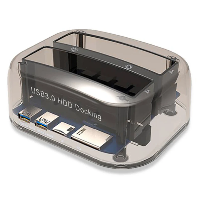 

Dual Slots USB 3.0 to SATA IDE External Hard Drive Dock Station With Card Reader USB Hub For 2.5 3.5 IDE SATA I/II/III HDD SSD