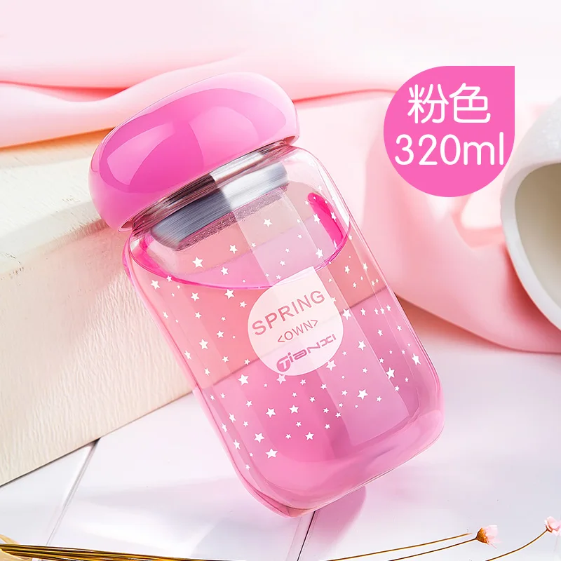 Портативные креативные стеклянные бутылки для воды Tianxi 320 мл чайник с крышкой