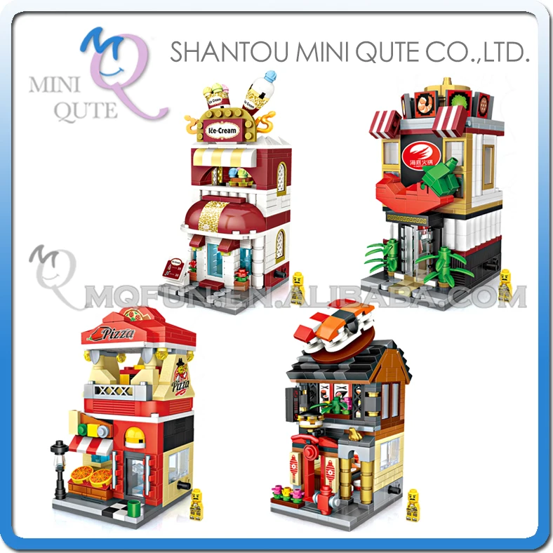 

Mini Qute LOZ World architecture Sushi Ice cream Hot pot Pizza street diamond plastic building block scale model educational toy