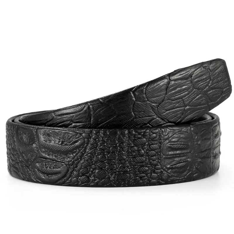 

2019Luxury Quality Designer Belt Mens Crocodile Pattern Leather Automatic Belt Body Strap Without Buckle Belts For Men No Buckle