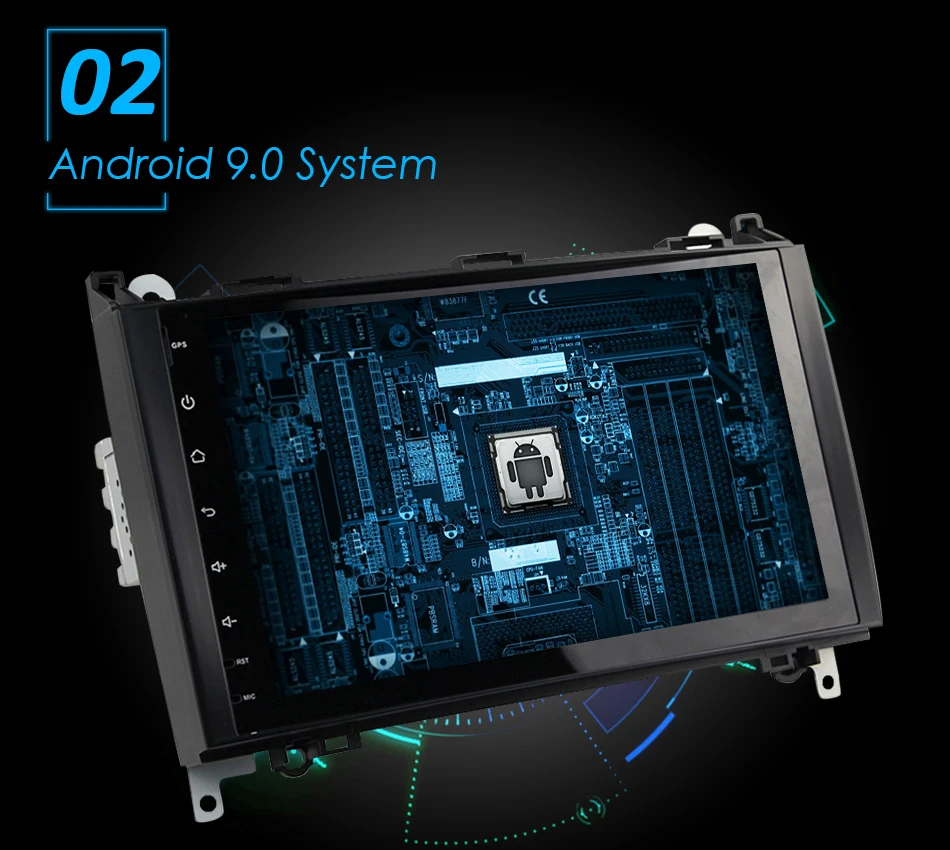 Perfect Eunavi 2 Din 4 Core Android 9.0 Car radio stereo 2G RAM GPS NAVI for voor Benz B200 Een B Klasse B200 W169 W245 W639 W906 WIFI 3