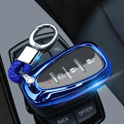 Новые мягкие чехлы для автомобильных ключей из ТПУ, чехол для ключей для chevrolet cruze spark sonic camaro Volt Bolt Trax Malibu cruze cat-styling - Название цвета: blue with keychain