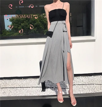 

EASYSMALL Women blouses dress Bandage skirt Summer high-end party evening High Waist short Sleeve Vestidos Split jumpsuit skirt