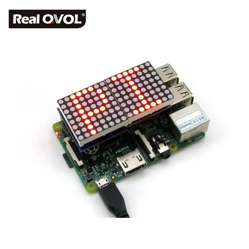 RealQvol RPi СВЕТОДИОДНЫЙ матричный предназначен для Raspberry Pi MAX7219 поддерживает Любой пересмотр Raspberry Pi (непосредственно-pluggable) красный