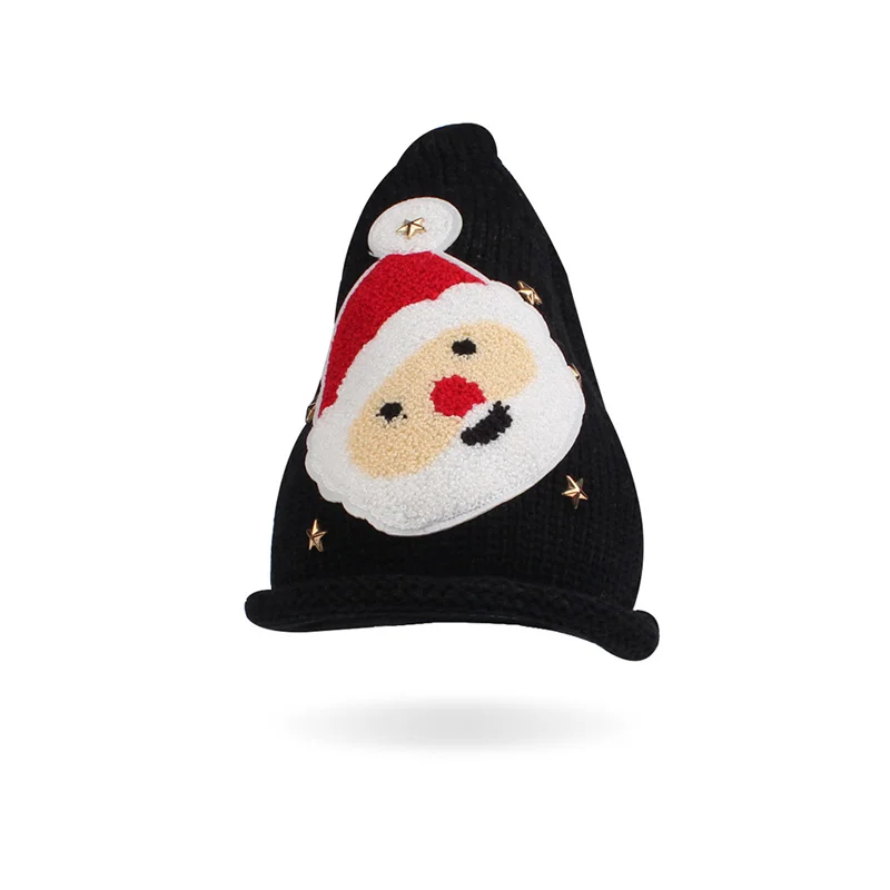 Santa Claus Knitted Children Hat Christmas Mother Kids Hat Winter Crochet Kids Beanie Children New Year Gift Pattern Kids Hat (29)