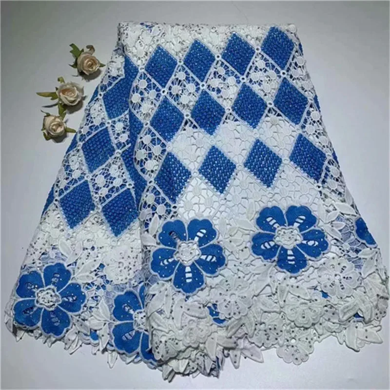

2019 New Design Cotton Lace African Lace Fabric White French Net Laces Fabric With Stones High Quality Swiss Voile Lace 5 Yards