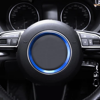 

Aluminium Alloy Blue/ Red Interior Steering wheel Central Brand Ring Cover Trim 1 PCS For Audi A3 8V 2012 2013 2014 2015 2016