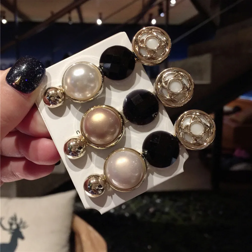 

M MISM Ins Simple Style Retro Crystal Beans Hair Clip Women Duckbill Clip Side Bangs Headwear Girl Hair Accessories Hairpins