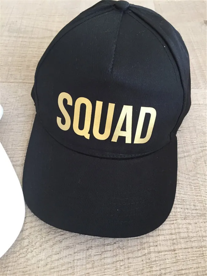 BRIDE SQUAD Golden Print Bachelorette Hats Women Wedding Preparewear Baseball Caps White Black Summer Free Shipping cute baseball caps for women Baseball Caps