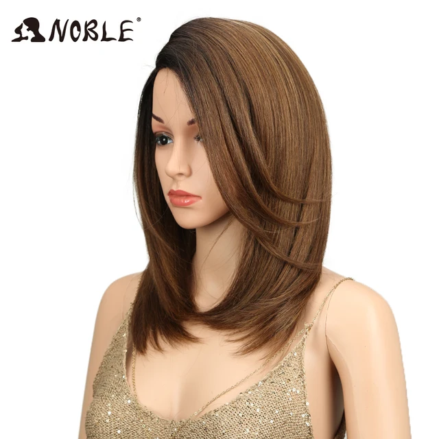 Peluca de BOB corto Noble para mujer, pelo sintético, malla con división lateral 18, fibra resistente al calor, sin pegamento, Ombre Peluca de BOB corto Noble para mujer, pelo sintético, malla con división lateral 18, fibra resistente al calor, sin pegamento, Ombre