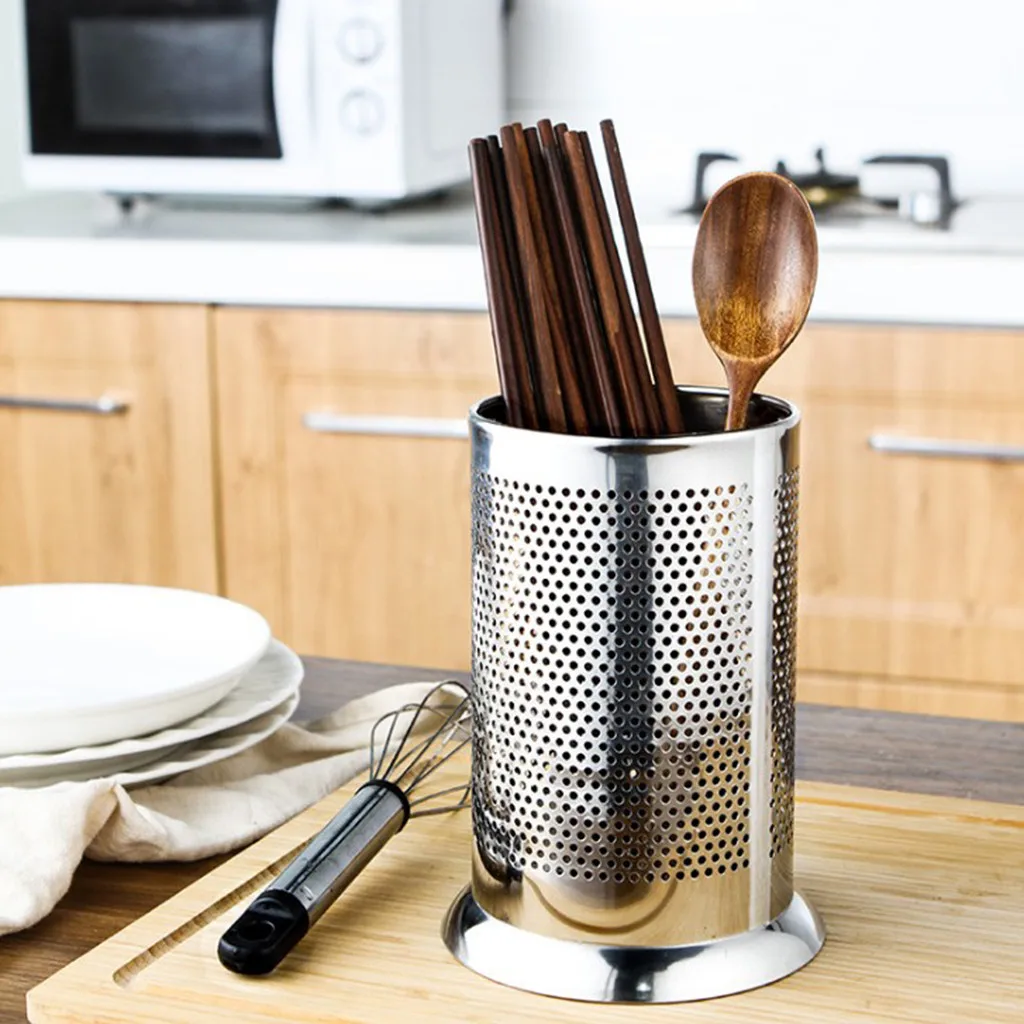 

Kitchen Storage Stainless Steel Household Chopsticks Kitchen Tableware Cage Storage tube Jars cookware bucket