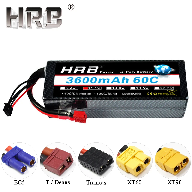 HRB 3600mAh Lipo батарея 3S 11 1 V 60C T Deans XT60 EC5 XT90 Traxxas Женский жесткий чехол Корпус