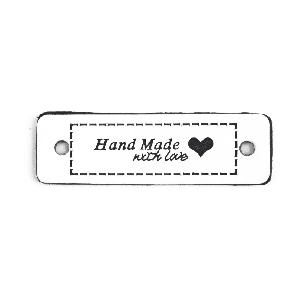 

Handmade With Love PU Leather Tag Labels For Handwork Leather Tags Handmade Garment Bag Shoes Label Sewing Accessories 12-48pcs